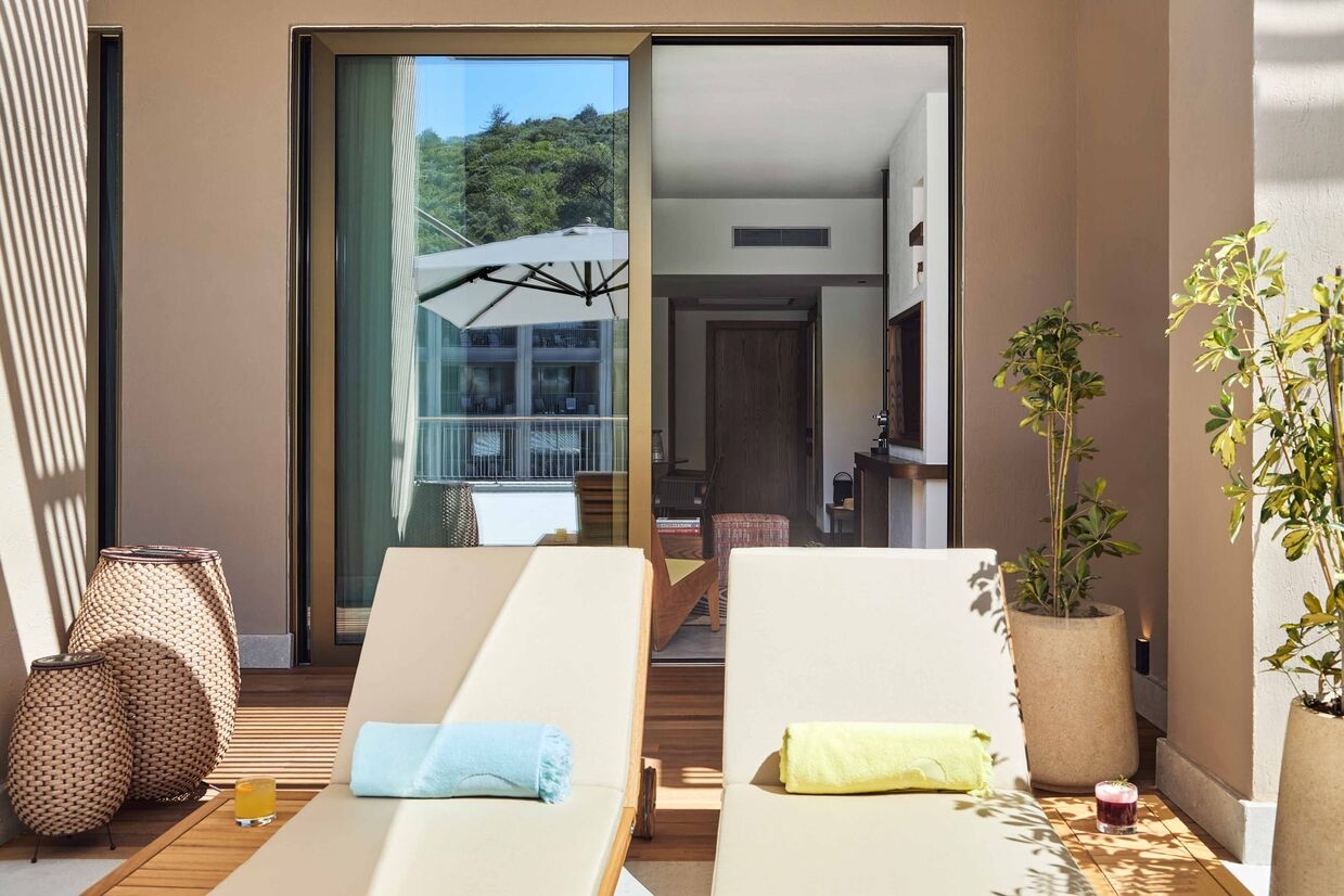 two sun loungers outside of the Hyde Bodrum Platinum Suite