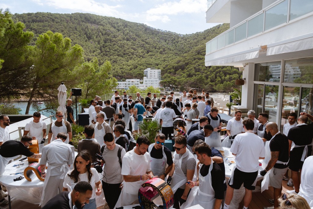 many people outside attending an event