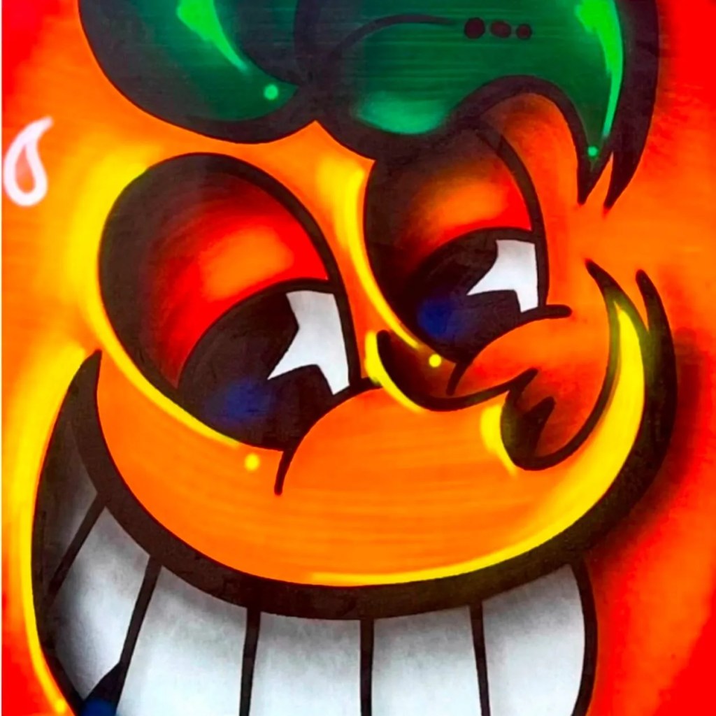 Artwork labelled ATOMICO Orange Hamized smile