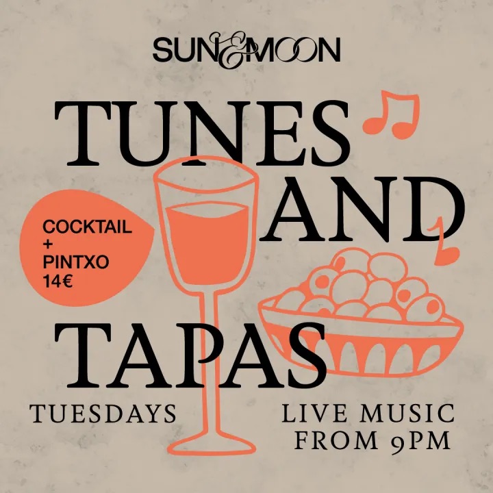 Flyer of event at Sun & Moon called Tunes & Tapas