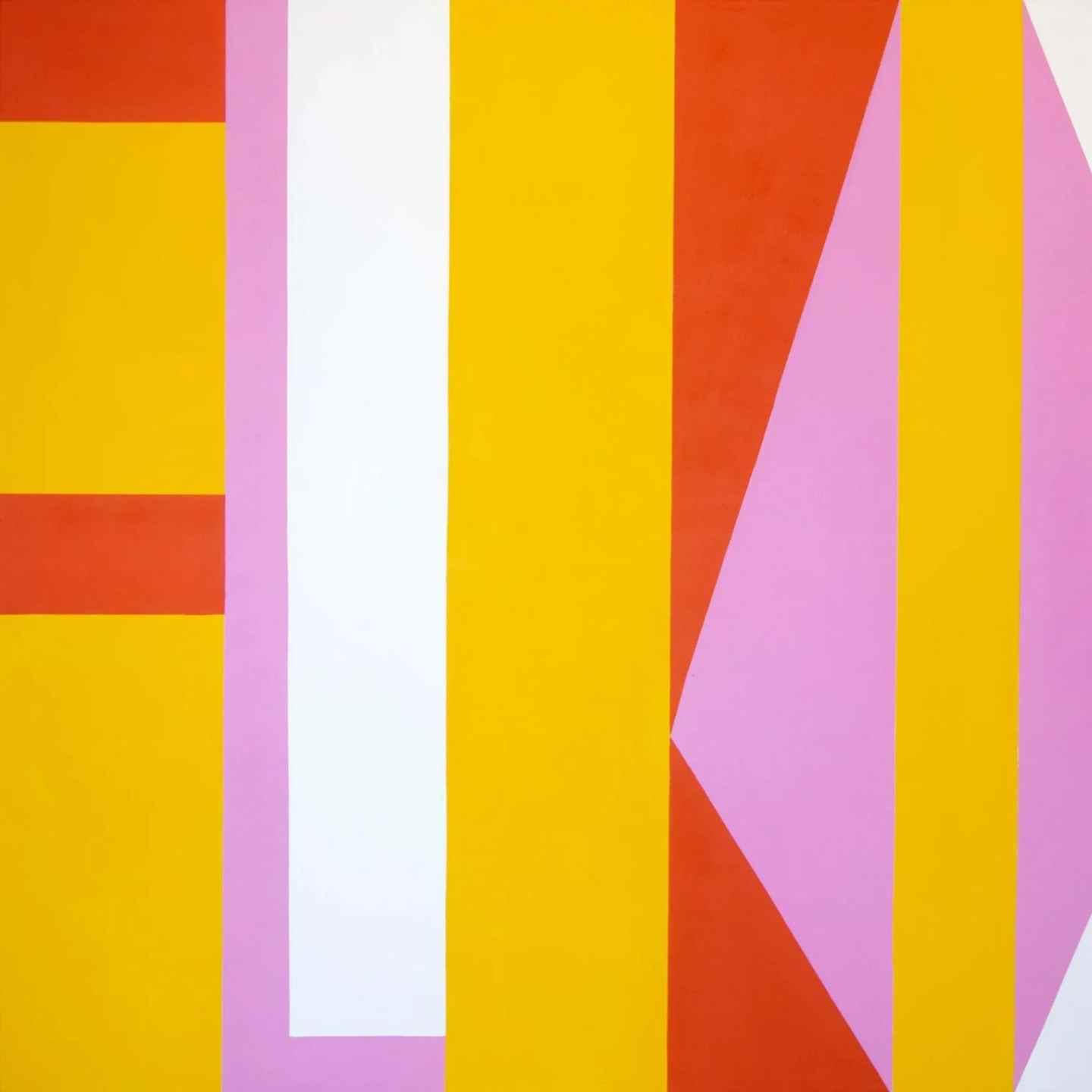 yellow, orange, white, and pink abstract shapes and lines