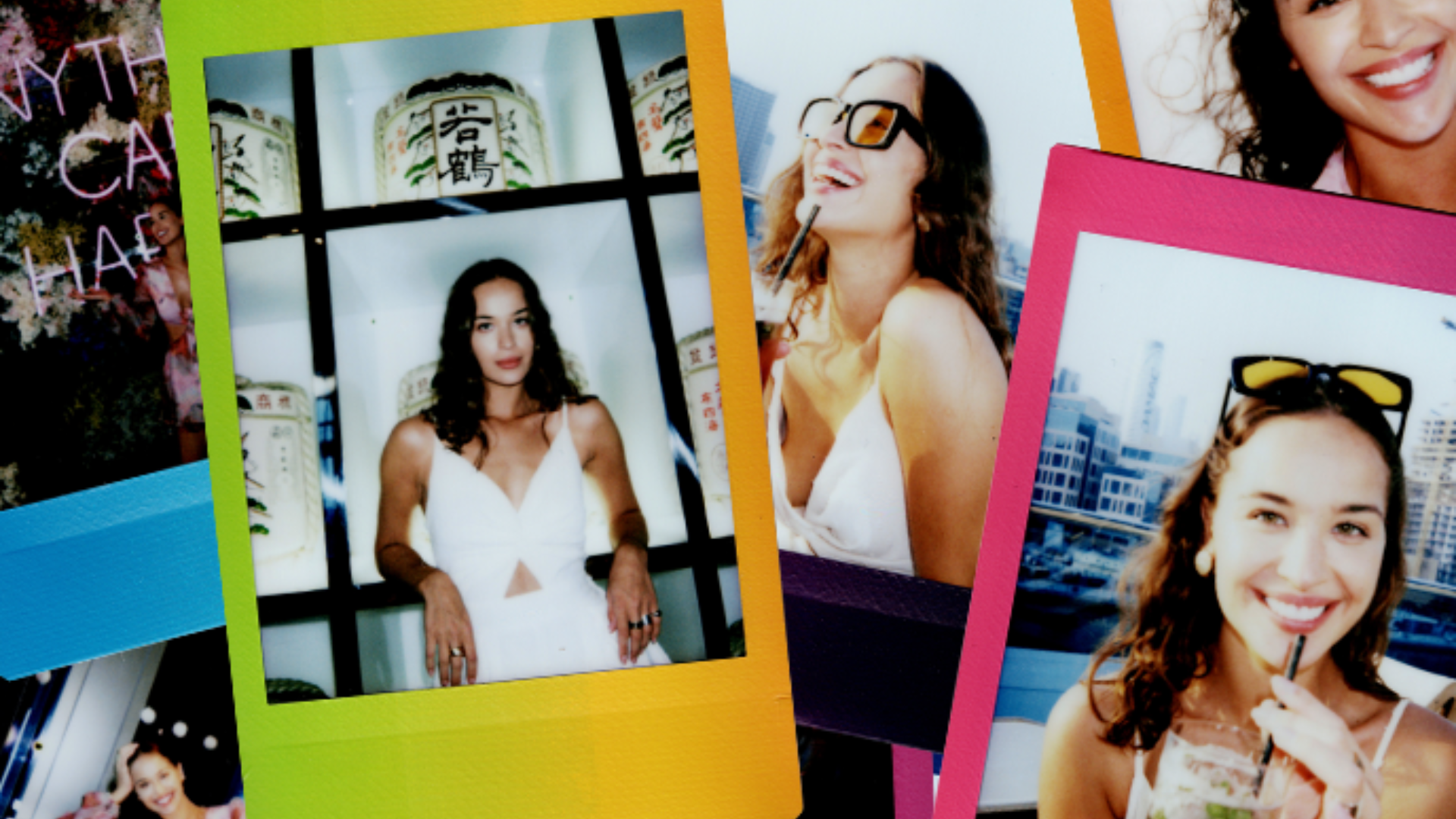Colourful Polaroid Pictures Of Girls Having Fun and Drinking Cocktails
