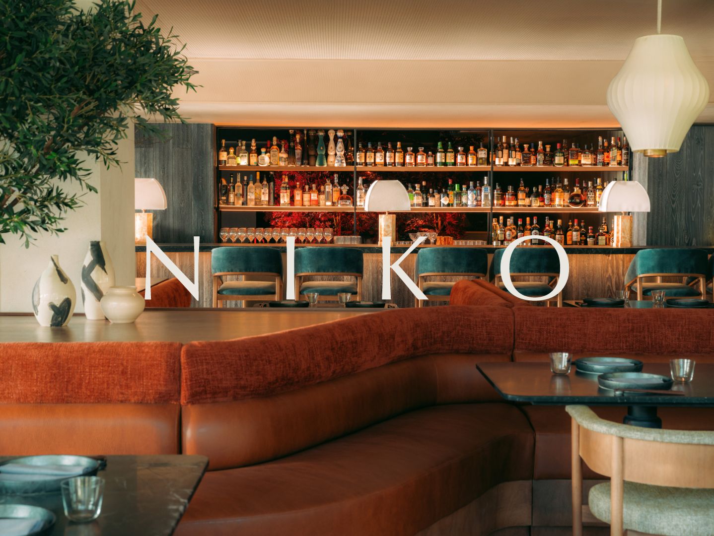 Restaurant interior with Niko logo on top