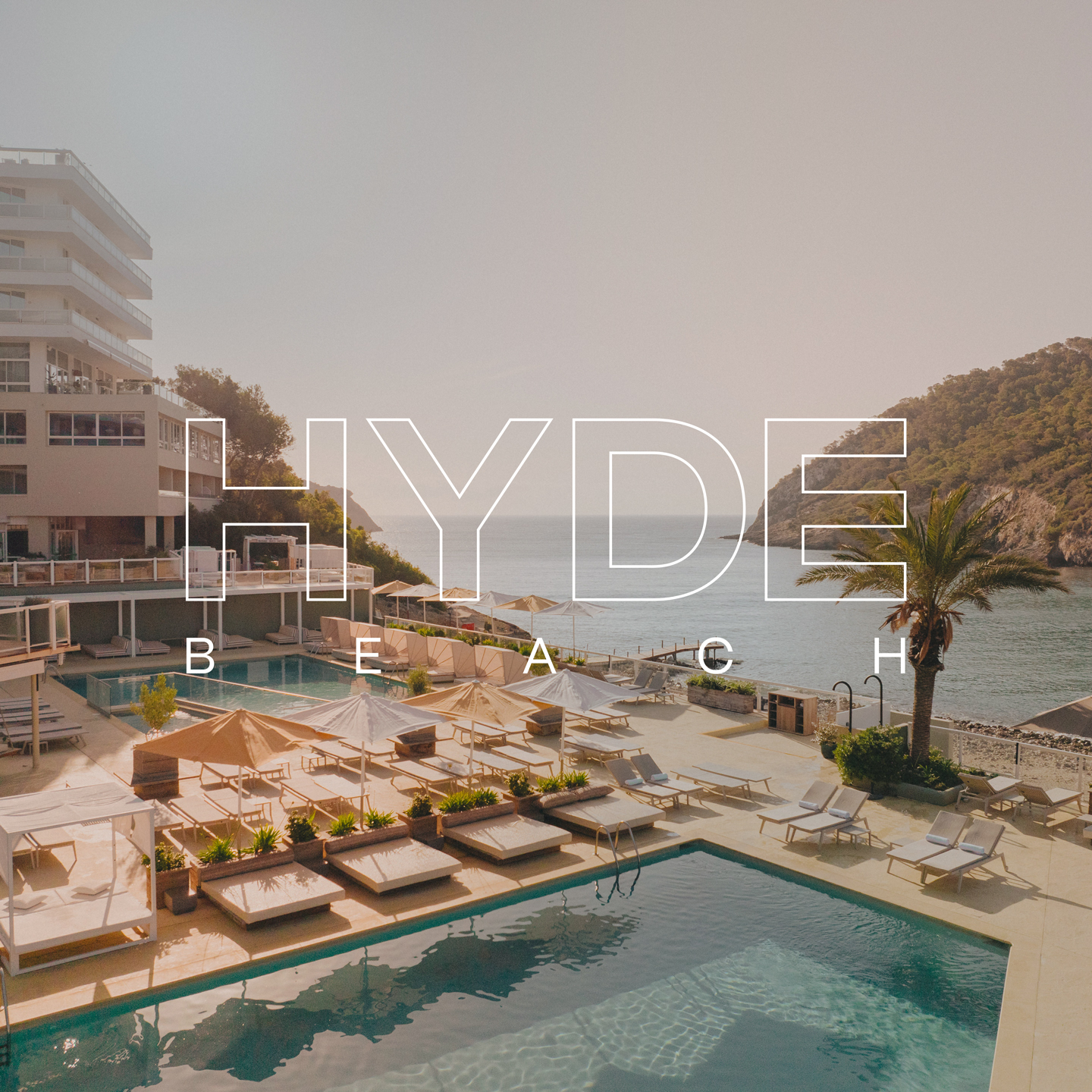 Hyde Beach Ibiza pools and Cala Llonga Beach