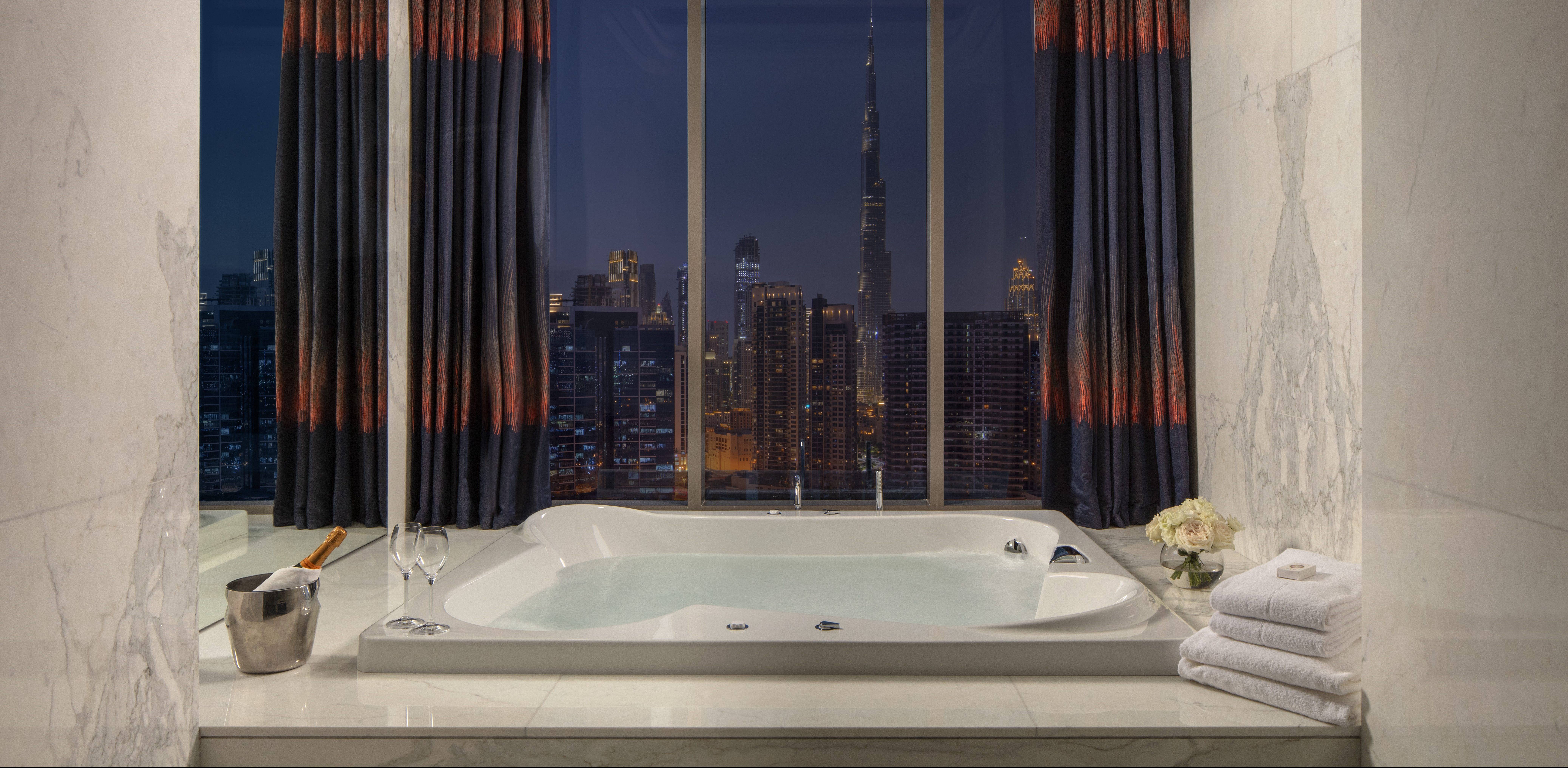 Hyde Dubai Rockstar Suite Hot Tab with Burj Khalifa views